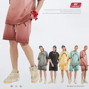 pánske Byť nosenie | 2023 jar a leto, 5-farebné postupné vyprážané pena tlač šortky Kan Vy vyhovovali high street fashion značky bežné